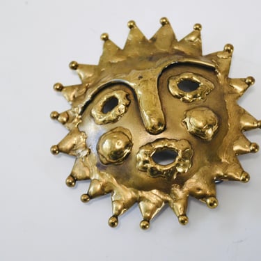 70s Gold Sun Belt Buckle Emaus Mexican Beach Wedding Belt Brass Sun Face Belt Buckle Vintage Large Sun Belt EMAUS BRUTALIST Sun Belt Mexico 