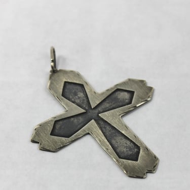 Vintage Brutalist Plata 925 Sterling Silver Cross Pendant 