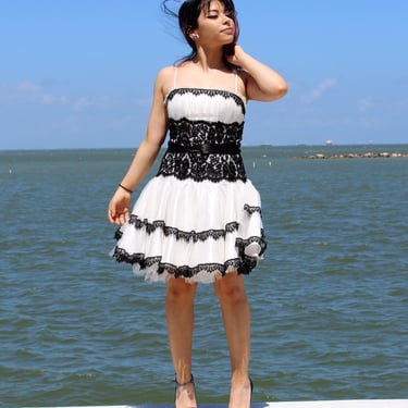 Jessica mcclintock black and white dress best sale