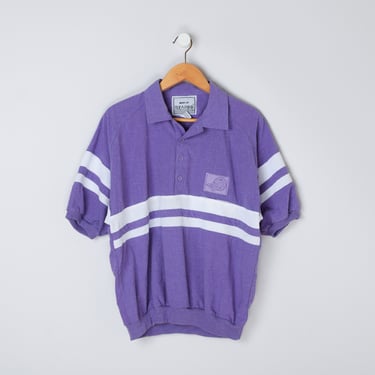 Vintage 90s Purple & White Paneled Polo - striped, nineties, oversized - Men's L 