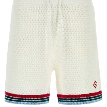 Casablanca Men White Crochet Bermuda Shorts