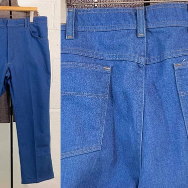 Vintage 80s Wrangler Blue Pants Cotton/Poly Jeans 38” Waist Vtg Denim Cowboy Cowgirl 29" Inseam West Western Jean USA 1980s 