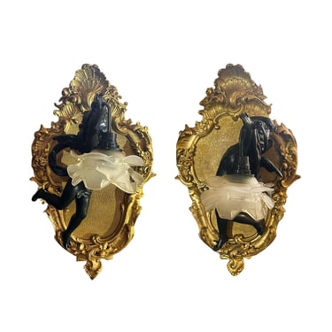 Pair of French 19th Century Gilt Bronze Cherub Sconces in the Manner of François Linke
