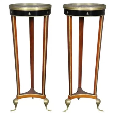 Fine Pair of John Widdicomb Brass and Faux Marble Painted French Empire Stands