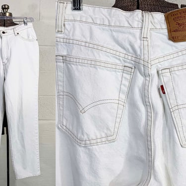 Vintage Levi's 512 Jeans White Denim Slim Fit Tapered Leg USA Made Large Size 13 Waist 30" Inseam 26" 1990s 90s 