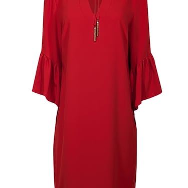 Trina Turk - Red Bell Sleeve Shift Dress Sz L