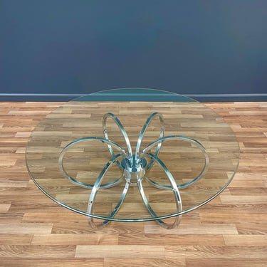 Mid-Century Modern Chrome Disc & Glass Coffee Table, c.1970’s 