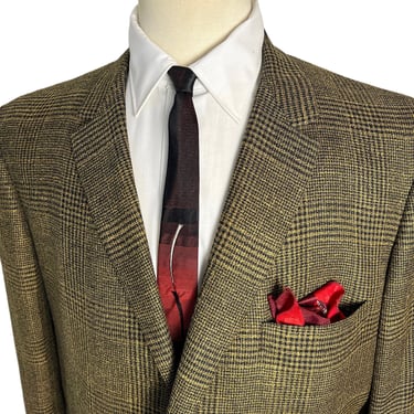 Vintage 1960s HICKEY-FREEMAN Wool Sack Coat ~ size 46 Long ~  sport jacket / blazer ~ Preppy / Trad ~ Plaid 