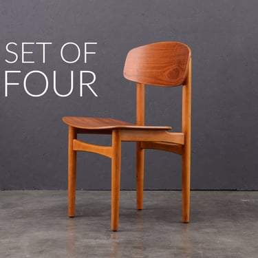 4 Børge Mogensen Model 122 Danish Modern Dining Chairs Teak and Beech 