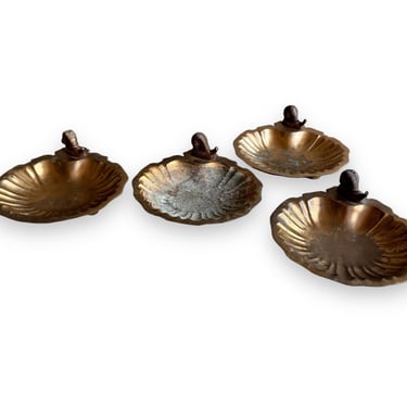 Vintage Scalloped Brass Trays with Snails and Nub feet India (Sold Separately) 