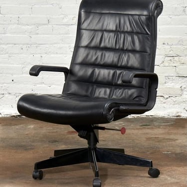 Black Leather Desk Chair by Richard Sapper for Knoll Inc/Knoll Intl, France 1992