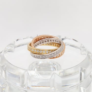 Cartier 18 Karat Gold and Diamond Trinity Ring