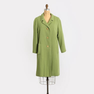 Vintage 60s woven green wool coat 