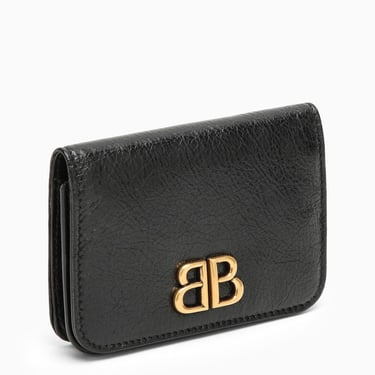 Balenciaga Monaco Black Leather Card Case With Logo Women