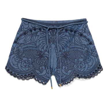 Zimmermann Women Coco Embroidered Denim Shorts