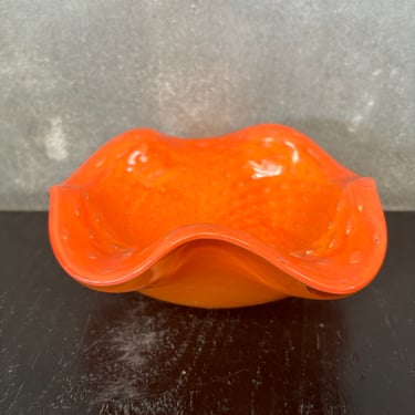 Murano Orange &amp; Gold Dusted Bubble Bowl