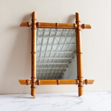 midcentury french faux bamboo mirror