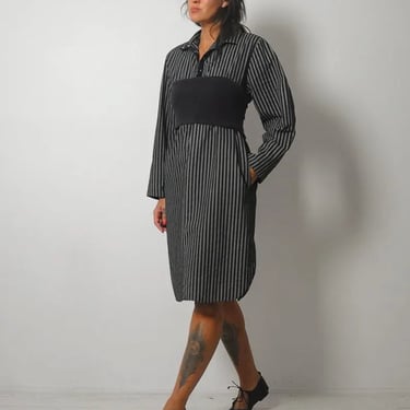 1980's Striped Pocket Shirt Dress