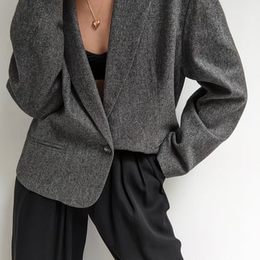 Vintage Tailored Charcoal Wool Blazer