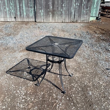 Black metal patio table 28”W x 28”L x 29”T