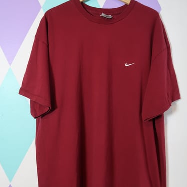 2000s Maroon Nike Swoosh T Shirt