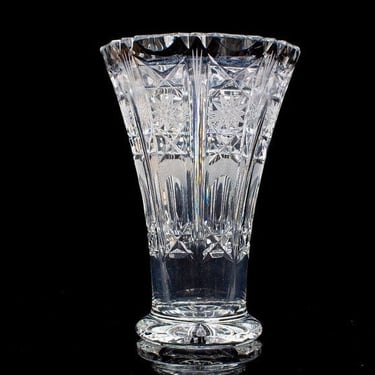 Vintage Crystal Vase | Decorative Cut Crystal Mid Century Table Vase 