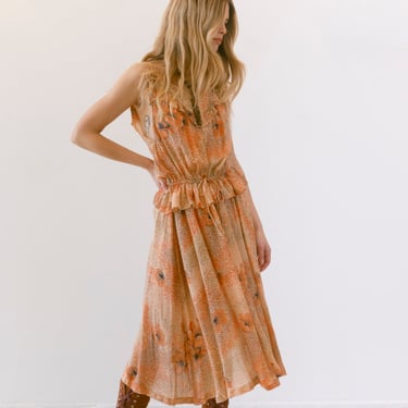 Peachy Paradise 70s Rayon Dress