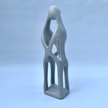 Modern Sculpture of Embracing Figures in Cream Color