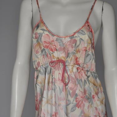 1970s floral satin sleeveless Christian Dior nightgown XS-M 