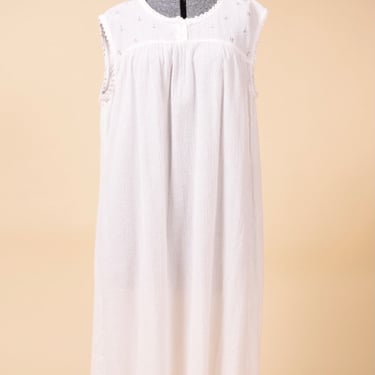 White Sheer Cotton Embroidered Nightgown By Blair, L/XL