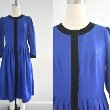 1980s Hasegg Blue Wool Austrian Dress 