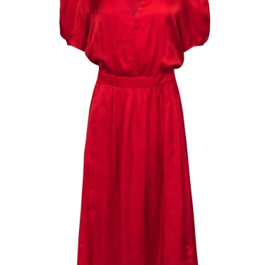 Zadig &amp; Voltaire Red Satin High Low Maxi Dress Sz L