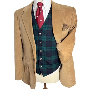 Vintage Corduroy Hacking Jacket w/ Elbow Patches ~ size 44 R ~ blazer / sport coat ~ Preppy / Ivy League / Trad ~ Hunting 