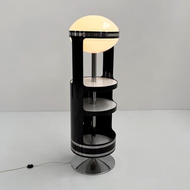 Rotating Bar Cabinet with Lamp in the Style of Joe Colombo, 1960s 