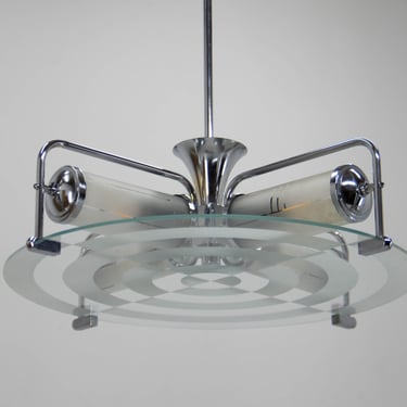 Rare Art Deco / Functionalist Tubular Chandelier, 1930s 