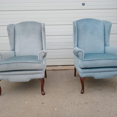 Pair of Vintage Fireside Wingback Chairs by King Hickory 