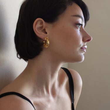 Vintage Gold &amp; Coil Accent Hoop Earring