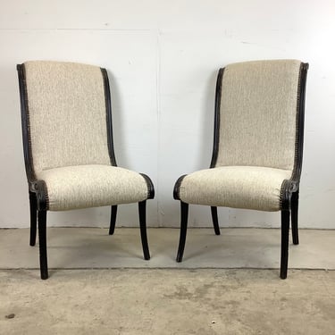 Pair of Vintage Regency Modern Slipper Chairs 