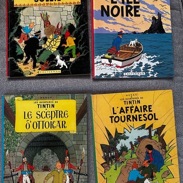 Tintin Hergé LOT of 17 Vintage Hard Cover French Language Comic Books Collection Hardcover Hardback Large Illustrated 