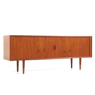 Svend Aage Larsen for Faarup Møbelfabrik Mid Century Danish Teak Tambour Door Credenza - mcm 