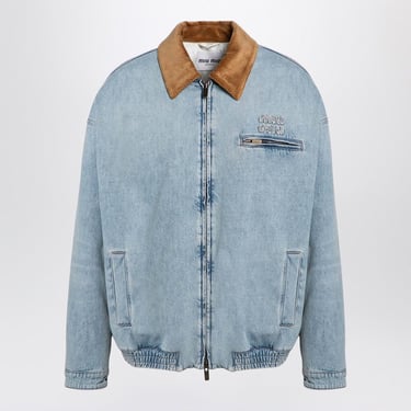 Miu Miu Light Blue Denim Zipped Jacket Women