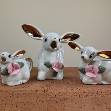 Vintage Artmark Deer Creamers and Open Sugar | Gold 