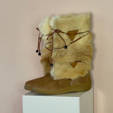Vtg 1980s 80s Taiga Italian Fur Snow Boots 