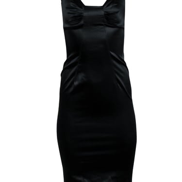 Dolce &amp; Gabbana - Black Satin Sleeveless Midi Dress Sz 2